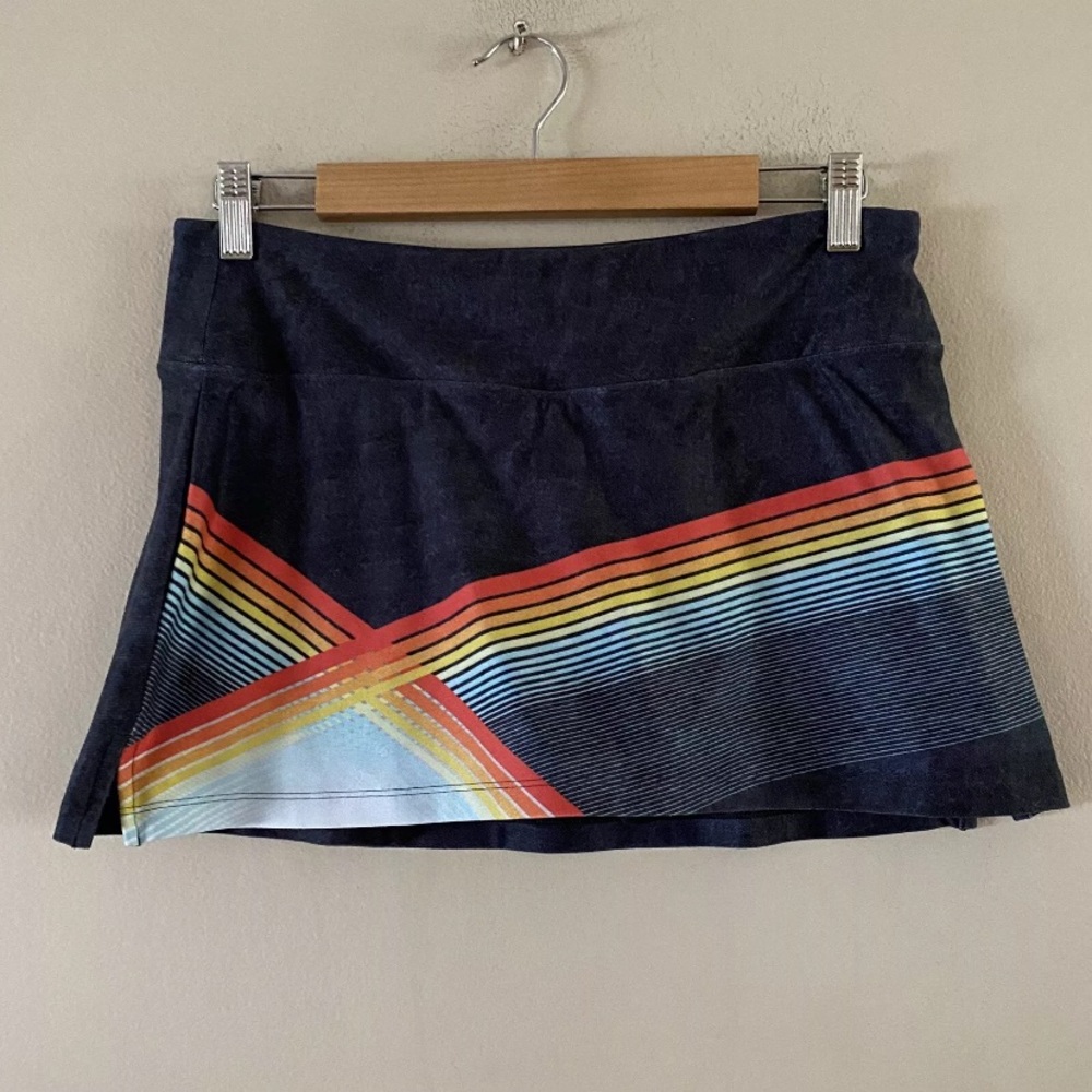 WITH Wear It to Heart Retro Stripe Dark Navy Athletic Skort Size LARGE